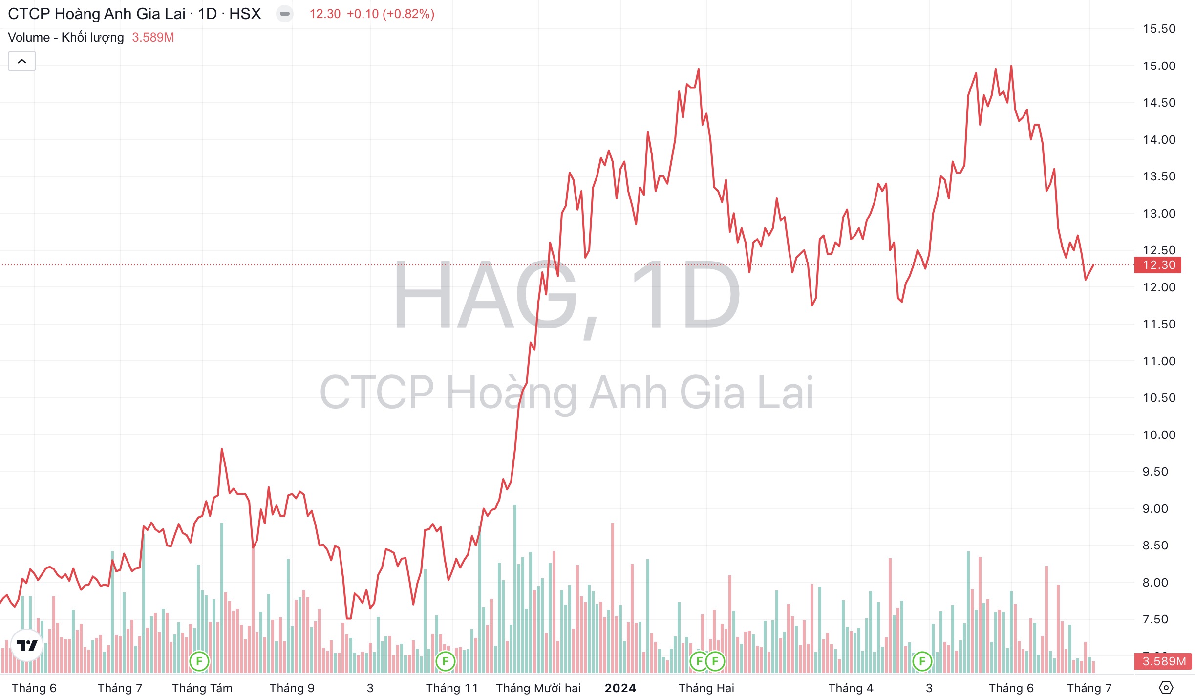 Giá cổ phiếu HAG Hoàng Anh Gia Lai